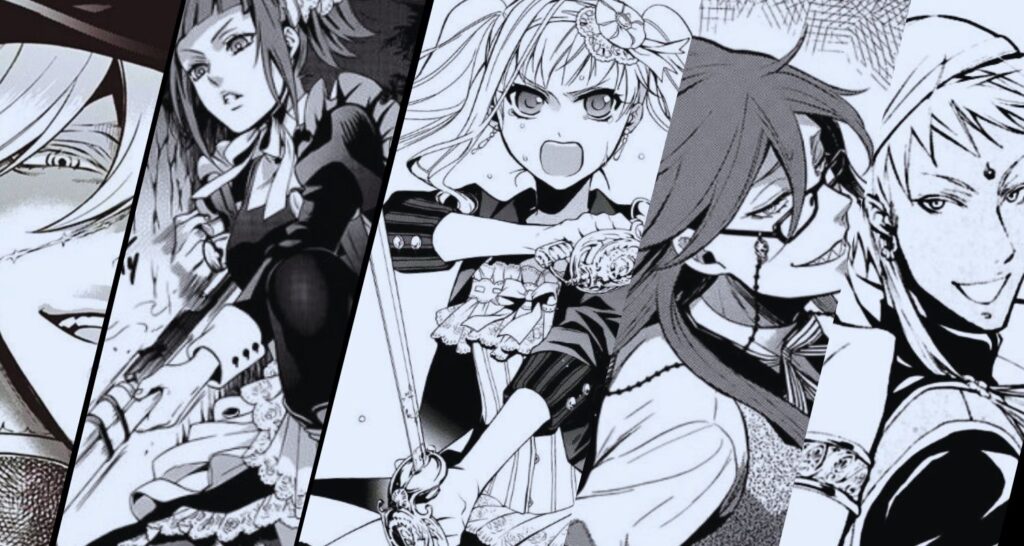 arte destaque dos personagens secundários do mangá kuroshitsuji ou black butler